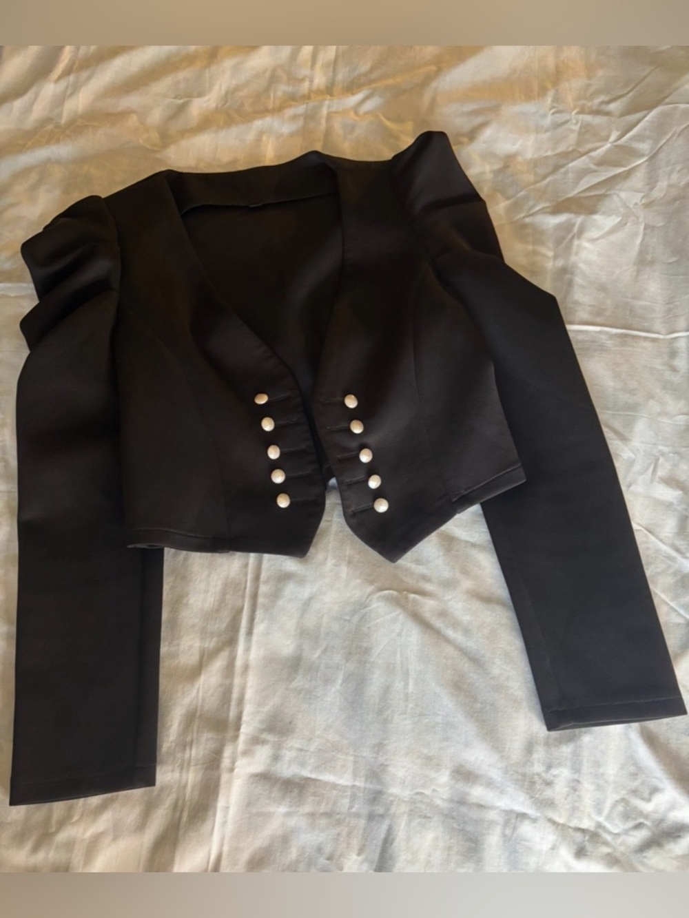 Black Cropped Button-Front Women's Jacket